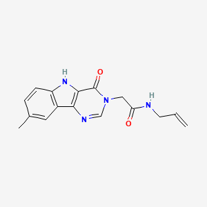 molecular formula C16H16N4O2 B2972399 N-allyl-2-(8-methyl-4-oxo-4,5-dihydro-3H-pyrimido[5,4-b]indol-3-yl)acetamide CAS No. 1105229-46-6