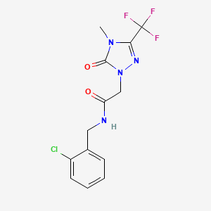 molecular formula C13H12ClF3N4O2 B2972400 N-(2-chlorobenzyl)-2-(4-methyl-5-oxo-3-(trifluoromethyl)-4,5-dihydro-1H-1,2,4-triazol-1-yl)acetamide CAS No. 1421476-19-8