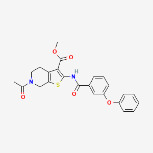 molecular formula C24H22N2O5S B2972416 Methyl 6-acetyl-2-(3-phenoxybenzamido)-4,5,6,7-tetrahydrothieno[2,3-c]pyridine-3-carboxylate CAS No. 921067-64-3
