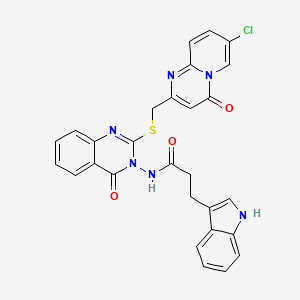 molecular formula C28H21ClN6O3S B2972424 N-{2-[({7-chloro-4-oxo-4H-pyrido[1,2-a]pyrimidin-2-yl}methyl)sulfanyl]-4-oxo-3,4-dihydroquinazolin-3-yl}-3-(1H-indol-3-yl)propanamide CAS No. 422278-70-4
