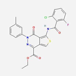 molecular formula C23H17ClFN3O4S B2972472 ethyl 5-(2-chloro-6-fluorobenzamido)-3-(3-methylphenyl)-4-oxo-3H,4H-thieno[3,4-d]pyridazine-1-carboxylate CAS No. 888466-33-9
