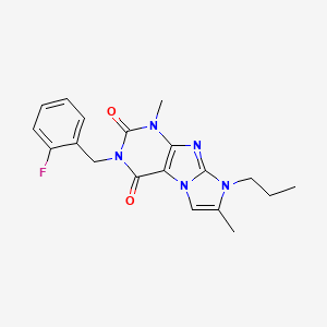 B2972474 3-(2-fluorobenzyl)-1,7-dimethyl-8-propyl-1H-imidazo[2,1-f]purine-2,4(3H,8H)-dione CAS No. 887463-30-1