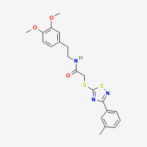 molecular formula C21H23N3O3S2 B2972515 N-(3,4-dimethoxyphenethyl)-2-((3-(m-tolyl)-1,2,4-thiadiazol-5-yl)thio)acetamide CAS No. 864918-22-9