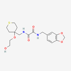 molecular formula C18H24N2O6S B2972534 N-[(2H-1,3-benzodioxol-5-yl)methyl]-N'-{[4-(2-hydroxyethoxy)thian-4-yl]methyl}ethanediamide CAS No. 2319836-22-9