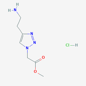 molecular formula C7H13ClN4O2 B2972535 methyl 2-[4-(2-aminoethyl)-1H-1,2,3-triazol-1-yl]acetate hydrochloride CAS No. 2172536-43-3