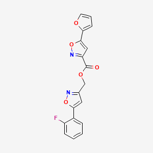 molecular formula C18H11FN2O5 B2972605 [5-(2-fluorophenyl)-1,2-oxazol-3-yl]methyl 5-(furan-2-yl)-1,2-oxazole-3-carboxylate CAS No. 1208976-72-0