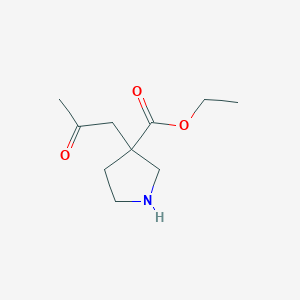 molecular formula C10H17NO3 B2972624 Ethyl 3-(2-oxopropyl)pyrrolidine-3-carboxylate CAS No. 2122423-86-1