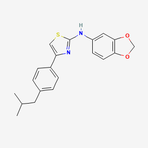 molecular formula C20H20N2O2S B2972655 N-(2H-1,3-Benzodioxol-5-yl)-4-[4-(2-methylpropyl)phenyl]-1,3-thiazol-2-amine CAS No. 398470-26-3
