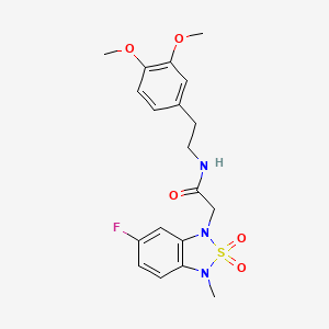 molecular formula C19H22FN3O5S B2972676 N-(3,4-dimethoxyphenethyl)-2-(6-fluoro-3-methyl-2,2-dioxidobenzo[c][1,2,5]thiadiazol-1(3H)-yl)acetamide CAS No. 2034263-71-1