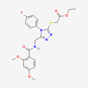 molecular formula C22H23FN4O5S B2972677 ethyl 2-((5-((2,4-dimethoxybenzamido)methyl)-4-(4-fluorophenyl)-4H-1,2,4-triazol-3-yl)thio)acetate CAS No. 689750-76-3