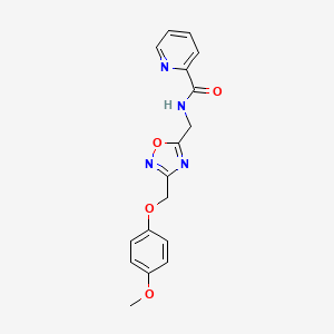 molecular formula C17H16N4O4 B2972687 N-((3-((4-methoxyphenoxy)methyl)-1,2,4-oxadiazol-5-yl)methyl)picolinamide CAS No. 1251562-17-0