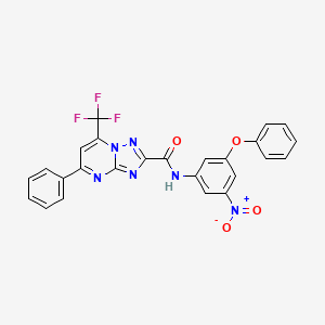 molecular formula C25H15F3N6O4 B2972719 N-(3-nitro-5-phenoxyphenyl)-5-phenyl-7-(trifluoromethyl)-[1,2,4]triazolo[1,5-a]pyrimidine-2-carboxamide CAS No. 306765-93-5