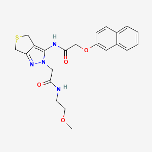 molecular formula C22H24N4O4S B2972739 N-(2-methoxyethyl)-2-(3-(2-(naphthalen-2-yloxy)acetamido)-4,6-dihydro-2H-thieno[3,4-c]pyrazol-2-yl)acetamide CAS No. 1105249-42-0