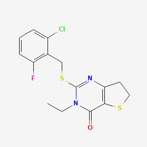 2-[(2-Chloro-6-fluorophenyl)methylsulfanyl]-3-ethyl-6,7-dihydrothieno[3,2-d]pyrimidin-4-one