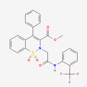 molecular formula C25H19F3N2O5S B2972798 methyl 1,1-dioxo-4-phenyl-2-({[2-(trifluoromethyl)phenyl]carbamoyl}methyl)-2H-1lambda6,2-benzothiazine-3-carboxylate CAS No. 931965-71-8