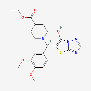 Ethyl 1-((3,4-dimethoxyphenyl)(6-hydroxythiazolo[3,2-b][1,2,4]triazol-5-yl)methyl)piperidine-4-carboxylate