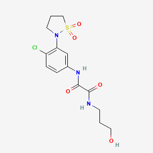 molecular formula C14H18ClN3O5S B2972816 N1-(4-chloro-3-(1,1-dioxidoisothiazolidin-2-yl)phenyl)-N2-(3-hydroxypropyl)oxalamide CAS No. 1105216-34-9