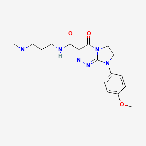 molecular formula C18H24N6O3 B2972833 N-[3-(dimethylamino)propyl]-8-(4-methoxyphenyl)-4-oxo-4H,6H,7H,8H-imidazo[2,1-c][1,2,4]triazine-3-carboxamide CAS No. 946361-00-8