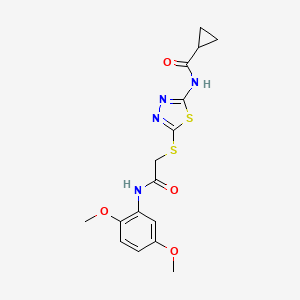 molecular formula C16H18N4O4S2 B2972840 N-[5-({[(2,5-DIMETHOXYPHENYL)CARBAMOYL]METHYL}SULFANYL)-1,3,4-THIADIAZOL-2-YL]CYCLOPROPANECARBOXAMIDE CAS No. 842972-84-3