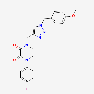 1-(4-Fluorophenyl)-4-[[1-[(4-methoxyphenyl)methyl]triazol-4-yl]methyl]pyrazine-2,3-dione