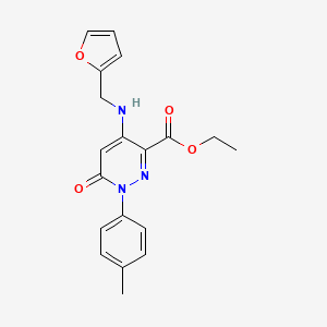 molecular formula C19H19N3O4 B2972876 Ethyl 4-((furan-2-ylmethyl)amino)-6-oxo-1-(p-tolyl)-1,6-dihydropyridazine-3-carboxylate CAS No. 922068-32-4