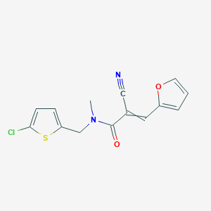 molecular formula C14H11ClN2O2S B2972877 N-[(5-chlorothiophen-2-yl)methyl]-2-cyano-3-(furan-2-yl)-N-methylprop-2-enamide CAS No. 1798420-96-8