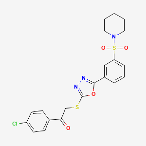 1-(4-Chlorophenyl)-2-({5-[3-(piperidine-1-sulfonyl)phenyl]-1,3,4-oxadiazol-2-yl}sulfanyl)ethan-1-one