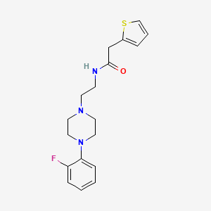 molecular formula C18H22FN3OS B2972881 N-(2-(4-(2-fluorophenyl)piperazin-1-yl)ethyl)-2-(thiophen-2-yl)acetamide CAS No. 1049472-83-4