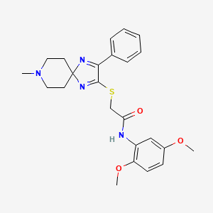 molecular formula C24H28N4O3S B2972903 N-(2,5-DIMETHOXYPHENYL)-2-({8-METHYL-3-PHENYL-1,4,8-TRIAZASPIRO[4.5]DECA-1,3-DIEN-2-YL}SULFANYL)ACETAMIDE CAS No. 1189465-65-3