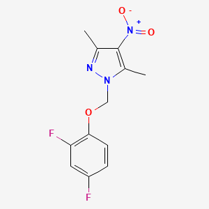 molecular formula C12H11F2N3O3 B2972911 1-((2,4-Difluorophenoxy)methyl)-3,5-dimethyl-4-nitro-1H-pyrazole CAS No. 1001519-18-1