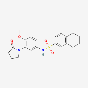 molecular formula C21H24N2O4S B2972975 N-(4-methoxy-3-(2-oxopyrrolidin-1-yl)phenyl)-5,6,7,8-tetrahydronaphthalene-2-sulfonamide CAS No. 941918-32-7