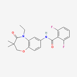 molecular formula C20H20F2N2O3 B2973007 N-(5-ethyl-3,3-dimethyl-4-oxo-2,3,4,5-tetrahydro-1,5-benzoxazepin-7-yl)-2,6-difluorobenzamide CAS No. 921789-56-2