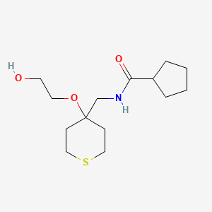 molecular formula C14H25NO3S B2973031 N-((4-(2-hydroxyethoxy)tetrahydro-2H-thiopyran-4-yl)methyl)cyclopentanecarboxamide CAS No. 2175978-86-4