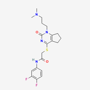 molecular formula C20H24F2N4O2S B2973062 N-(3,4-difluorophenyl)-2-({1-[3-(dimethylamino)propyl]-2-oxo-1H,2H,5H,6H,7H-cyclopenta[d]pyrimidin-4-yl}sulfanyl)acetamide CAS No. 898434-48-5