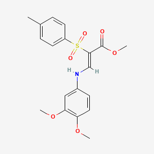 molecular formula C19H21NO6S B2973063 methyl (2Z)-3-[(3,4-dimethoxyphenyl)amino]-2-[(4-methylphenyl)sulfonyl]acrylate CAS No. 1327176-86-2