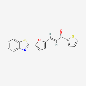 molecular formula C18H11NO2S2 B2973077 (E)-3-(5-(benzo[d]thiazol-2-yl)furan-2-yl)-1-(thiophen-2-yl)prop-2-en-1-one CAS No. 801227-66-7