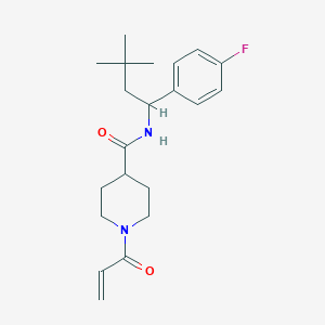 molecular formula C21H29FN2O2 B2973092 N-[1-(4-Fluorophenyl)-3,3-dimethylbutyl]-1-prop-2-enoylpiperidine-4-carboxamide CAS No. 2361758-15-6
