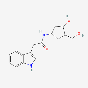 molecular formula C16H20N2O3 B2973111 N-[3-Hydroxy-4-(hydroxymethyl)cyclopentyl]-2-(1H-indol-3-YL)acetamide CAS No. 1421445-01-3