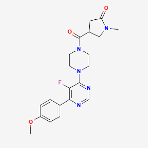 4-[4-[5-Fluoro-6-(4-methoxyphenyl)pyrimidin-4-yl]piperazine-1-carbonyl]-1-methylpyrrolidin-2-one