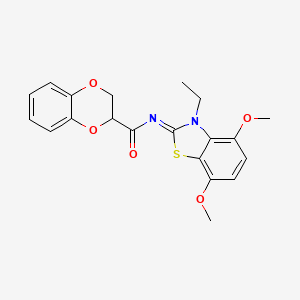 molecular formula C20H20N2O5S B2973146 (Z)-N-(3-ethyl-4,7-dimethoxybenzo[d]thiazol-2(3H)-ylidene)-2,3-dihydrobenzo[b][1,4]dioxine-2-carboxamide CAS No. 868370-85-8