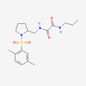 molecular formula C18H27N3O4S B2973160 N'-{[1-(2,5-dimethylbenzenesulfonyl)pyrrolidin-2-yl]methyl}-N-propylethanediamide CAS No. 896284-70-1