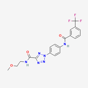 molecular formula C19H17F3N6O3 B2973167 N-(2-methoxyethyl)-2-(4-(3-(trifluoromethyl)benzamido)phenyl)-2H-tetrazole-5-carboxamide CAS No. 1396812-76-2
