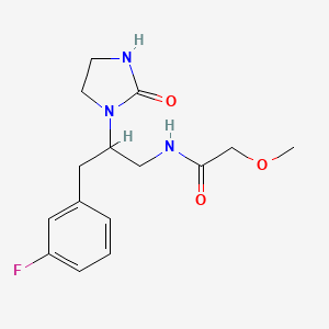 molecular formula C15H20FN3O3 B2973170 N-[3-(3-Fluorophenyl)-2-(2-oxoimidazolidin-1-YL)propyl]-2-methoxyacetamide CAS No. 1421515-00-5