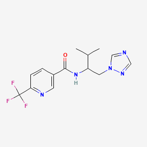 molecular formula C14H16F3N5O B2973230 N-(3-methyl-1-(1H-1,2,4-triazol-1-yl)butan-2-yl)-6-(trifluoromethyl)nicotinamide CAS No. 2034534-99-9
