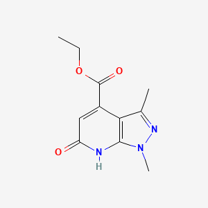 molecular formula C11H13N3O3 B2973237 ethyl 1,3-dimethyl-6-oxo-6,7-dihydro-1H-pyrazolo[3,4-b]pyridine-4-carboxylate CAS No. 1018166-09-0