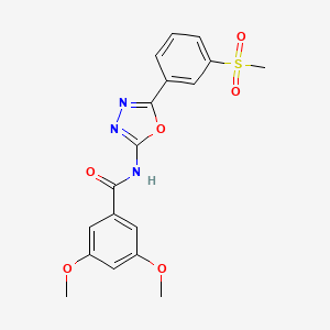 molecular formula C18H17N3O6S B2973240 N-[5-(3-methanesulfonylphenyl)-1,3,4-oxadiazol-2-yl]-3,5-dimethoxybenzamide CAS No. 886927-93-1