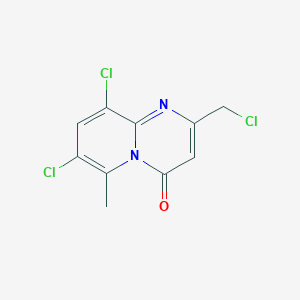 molecular formula C10H7Cl3N2O B2973249 7,9-Dichloro-2-chloromethyl-6-methyl-pyrido[1,2-a]pyrimidin-4-one CAS No. 726160-25-4