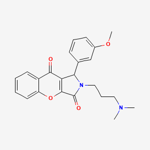 molecular formula C23H24N2O4 B2973250 2-(3-(Dimethylamino)propyl)-1-(3-methoxyphenyl)-1,2-dihydrochromeno[2,3-c]pyrrole-3,9-dione CAS No. 631868-23-0