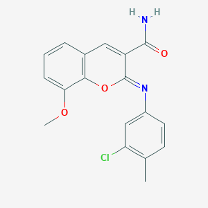 (2Z)-2-[(3-chloro-4-methylphenyl)imino]-8-methoxy-2H-chromene-3-carboxamide
