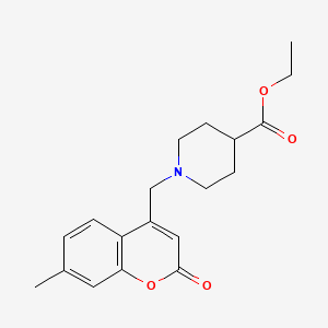 molecular formula C19H23NO4 B2973258 Ethyl 1-[(7-methyl-2-oxochromen-4-yl)methyl]piperidine-4-carboxylate CAS No. 846063-59-0